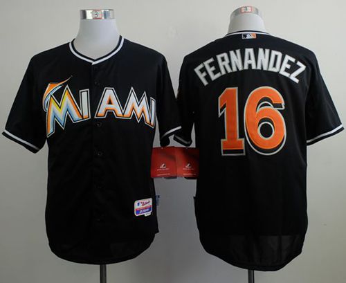marlins #16 Jose Fernandez Black Alternate 2 Stitched MLB Jersey - Click Image to Close